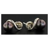 14kt Gold Tahitian Pearl & Diamond Earrings