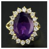 14kt Gold Oval 7.50 ct Amethyst Cocktail Ring