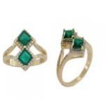 Princess Cut 2.00 ct Double Emerald Ring