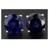 14kt Gold 5.00 ct Round Sapphire Stud Earrings