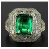 14kt Gold 4.57 ct Emerald & Diamond Ring