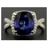 14kt Gold 6.57 ct Sapphire & Diamond Ring