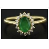 10kt Gold Natural Emerald & Diamond Ring