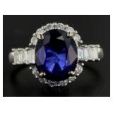 14kt Gold 5.32 ct Sapphire & Diamond Ring