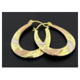 14kt Rose, Yellow & White Gold Hoop Earrings