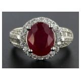 14kt Gold Oval 4.10 ct Ruby & Diamond Ring