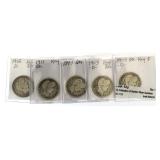 (5) Collection of Barber Silver Quarters