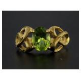 10kt Gold Matte Finished Natural Peridot Solitaire