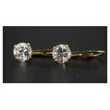 14kt Gold 2.00 ct White Topaz Hoop Earrings