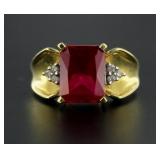 10kt Gold Natural Ruby & Diamond Ring