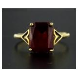 10kt Gold Emerald Cut Garnet Solitaire Ring
