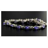 14kt Gold 3.88 ct Tanzanite & Diamond Bracelet