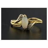 14kt Gold Fire Opal & Diamond Ring