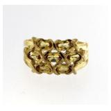 Genuine Golden Citrine 3 Row Ring