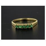 14kt Gold Natural Emerald Anniversary Ring