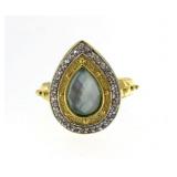 Genuine Blue-Green Pear Cut Talisman Ring