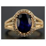 14kt Rose Gold 3.40 ct Sapphire & Diamond Ring
