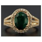 14kt Rose Gold 2.40 ct Emerald & Diamond Ring