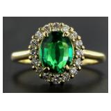 14kt Gold Oval 2.21 ct Emerald & Diamond Ring