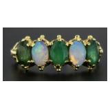 14kt Gold Natural Emerald & Opal Anniversary Ring