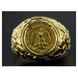 10kt Gold 1945 Dos Pesos Gold Coin Ring