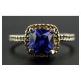 14kt Gold Cushion Cut Sapphire Ring