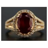 14kt Rose Gold 3.70 ct Ruby & Diamond Ring