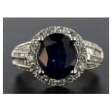 14kt Gold Oval 4.02 ct Sapphire & Diamond Ring
