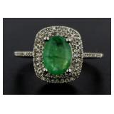 14kt Gold 1.20 ct Emerald & Diamond Ring