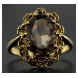 10kt Gold 2.50 ct Smoky Topaz Designer Ring