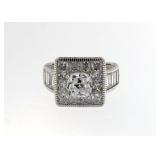 Quality 5.00 ct Round & Baguette White Topaz Ring