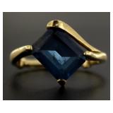 10kt Gold Emerald Cut London Blue Topaz Ring