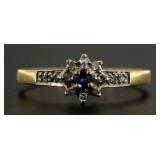 14kt Gold Natural Sapphire & Diamond Ring