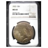 1923 MS64 Peace Silver Dollar