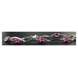 10kt Gold Pink Sapphire & Diamond Bracelet