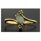 10kt Gold Natural Opal & Diamond Ring