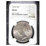 1925 MS62 Peace Silver Dollar