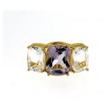 Genuine 7.50 ct Amethyst & White Quartz Ring