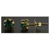 14kt Gold Natural Emerald Stud Earrings