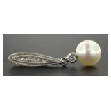 14kt Gold Pearl & Diamond Pendant