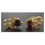 10kt Gold Garnet Designer Earrings