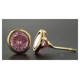 10kt Gold Bezel Set Pink Sapphire Earrings