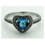 Blue Topaz Heart Solitaire Ring