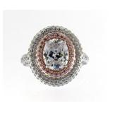 Oval 4.00 ct White & Pink Topaz Designer Ring