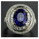 14kt Gold Oval 8.42 ct Sapphire & Diamond Ring