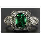 14kt Gold Oval 1.61 ct Emerald & Diamond Ring