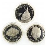 (3) US Mint Commemorative Silver ProofDollars