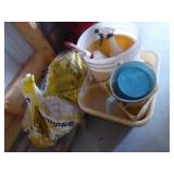 Marble chips & plastic containers
