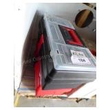 2 empty plastic tool boxes