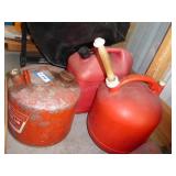 2 plastic - 1 metal gas cans